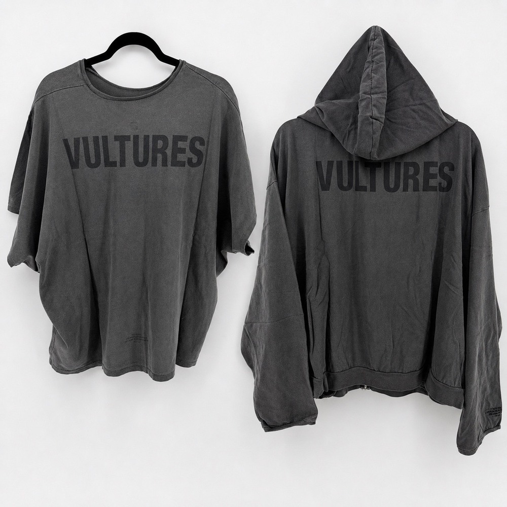 YEEZY Vultures Gray Hoodie & Boxy T-Shirt Bundle Sz. 3 Large Kanye West Ye NWOT